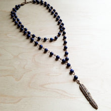 Load image into Gallery viewer, Double Strand Blue Lapis with Copper Feather