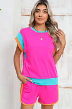 Load image into Gallery viewer, Contrast Trim Cap Sleeve Tee Shorts Set