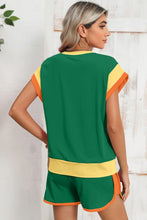Load image into Gallery viewer, Contrast Trim Cap Sleeve Tee Shorts Set