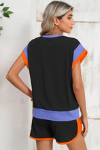 Load image into Gallery viewer, Contrast Trim Cap Sleeve Tee Shorts Set