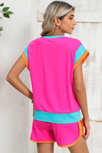Load image into Gallery viewer, Contrast Trim Cap Sleeve Tee Shorts Set