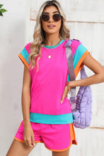 Load image into Gallery viewer, Contrast Trim Cap Sleeve Tee Shorts Set
