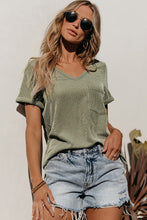 Load image into Gallery viewer, Women Twist Short Sleeve Corded V Neck Top