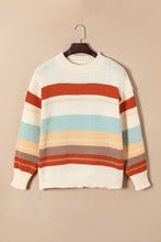 Load image into Gallery viewer, Striped Color Block Drop Shoulder Knit Sweater