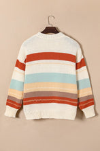Load image into Gallery viewer, Striped Color Block Drop Shoulder Knit Sweater