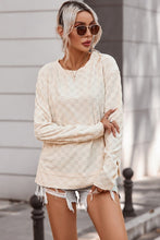 Load image into Gallery viewer, Women Beige Solid Textured Thumbhole Sleeve Top