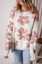 Load image into Gallery viewer, Women Flower Drop Shoulder Loose Sweater