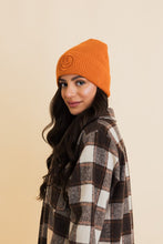 Load image into Gallery viewer, Happy Face Embroidered Ribbed Knit Beanie
