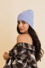Load image into Gallery viewer, Happy Face Embroidered Ribbed Knit Beanie