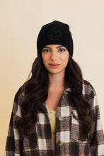 Load image into Gallery viewer, Happy Face Embroidered Ribbed Knit Beanie
