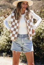 Load image into Gallery viewer, Checkered Sherpa Collared Jacket Vest