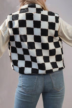 Load image into Gallery viewer, Checkered Sherpa Collared Jacket Vest