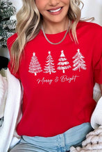 Load image into Gallery viewer, Merry & Bright Christmas Trees Graphic Tee