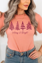Load image into Gallery viewer, Merry & Bright Christmas Trees Graphic Tee