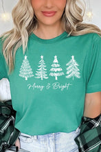 Load image into Gallery viewer, Merry & Bright Christmas Trees Graphic Tee