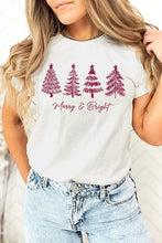 Load image into Gallery viewer, Merry & Bright Christmas Trees Graphic Tee