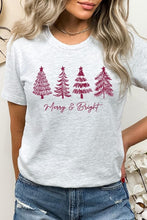 Load image into Gallery viewer, Merry & Bright Christmas Trees Graphic Tee