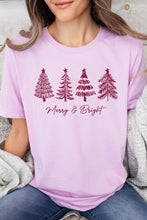 Load image into Gallery viewer, Merry & Bright Christmas Trees Graphic Tee