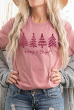 Load image into Gallery viewer, Merry & Bright Christmas Trees Graphic Tee