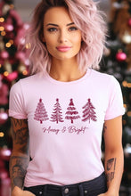 Load image into Gallery viewer, Merry & Bright Christmas Trees Graphic Tee