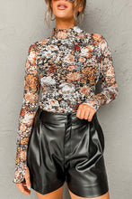 Load image into Gallery viewer, Floral Long Sleeve High Neck Sheath Mesh Shirt