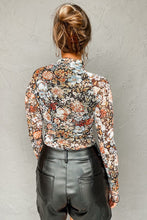 Load image into Gallery viewer, Floral Long Sleeve High Neck Sheath Mesh Shirt