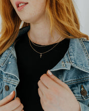Load image into Gallery viewer, Gold Cross Necklace 18k Filled Dainty Faith Pendant
