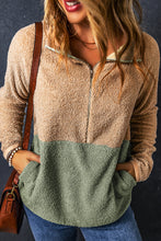Load image into Gallery viewer, Melissa Two Tones Color Block Half Zip Fleece Sweatshirt