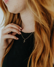 Load image into Gallery viewer, Gold Cross Necklace 18k Filled Dainty Faith Pendant