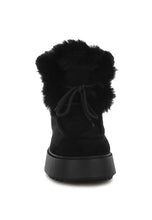 Load image into Gallery viewer, Bunting Faux Fur Collar Flatform Boots