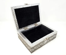 Load image into Gallery viewer, Hand Carved Box metal laminated on wood -  chakra Design
