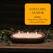 Load image into Gallery viewer, 3-Wick Hand Carved Dough Bowl Decor Soy Candle - Costa Del Ahazar, an Orange Blossom Fragrance by TLC Candle Co.