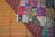 Load image into Gallery viewer, Hand Stitched Kantha  Silk  Vintage throw