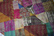 Load image into Gallery viewer, Hand Stitched Kantha  Silk  Vintage throw
