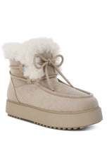 Load image into Gallery viewer, Bunting Faux Fur Collar Flatform Boots