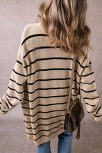 Load image into Gallery viewer, Stripe Shawl Neckline Open Cardigan with Pockets