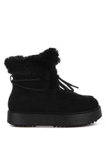 Load image into Gallery viewer, Bunting Faux Fur Collar Flatform Boots