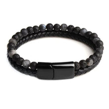 Load image into Gallery viewer, Leather Tiger Eye Lava Stone Bracelet Magnetic Clasp