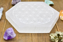 Load image into Gallery viewer, Flower of Life Laser Engraved Selenite Plates