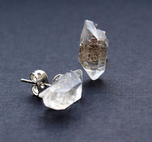 Load image into Gallery viewer, Raw Quartz Chunk Earrings, Geo Earrings, Rock Stud Earrings, Crystal Earrings