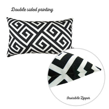 Load image into Gallery viewer, Greek Key Black&White Decorative Lumbar Throw Pillow Cover