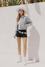 Load image into Gallery viewer, Denim Chevron Fringe Jacket
