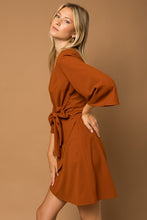 Load image into Gallery viewer, KIMONO SLEEVE TIE WRAP DRESS
