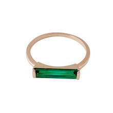 Load image into Gallery viewer, Green Long Crystal Baguette Ring
