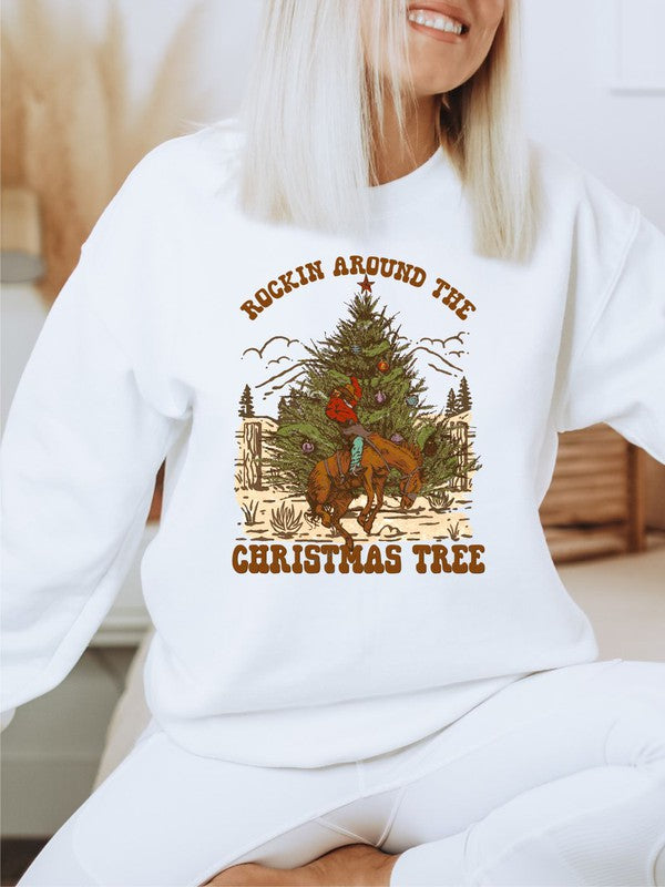 Cowboy Rockin Around The Christmas Tree Sweatshirt