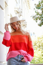 Load image into Gallery viewer, Bold Rainbow Stripe Oversized Chunky Knit Pullover
