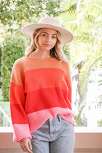 Load image into Gallery viewer, Bold Rainbow Stripe Oversized Chunky Knit Pullover
