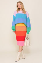 Load image into Gallery viewer, Bold Rainbow Stripe Oversized Chunky Knit Pullover
