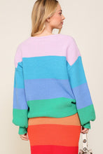 Load image into Gallery viewer, Bold Rainbow Stripe Oversized Chunky Knit Pullover
