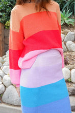 Load image into Gallery viewer, Bold Rainbow Stripe Oversized Chunky Knit Pullover
